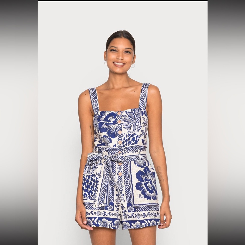 Rachel Zoe romper in blue and white